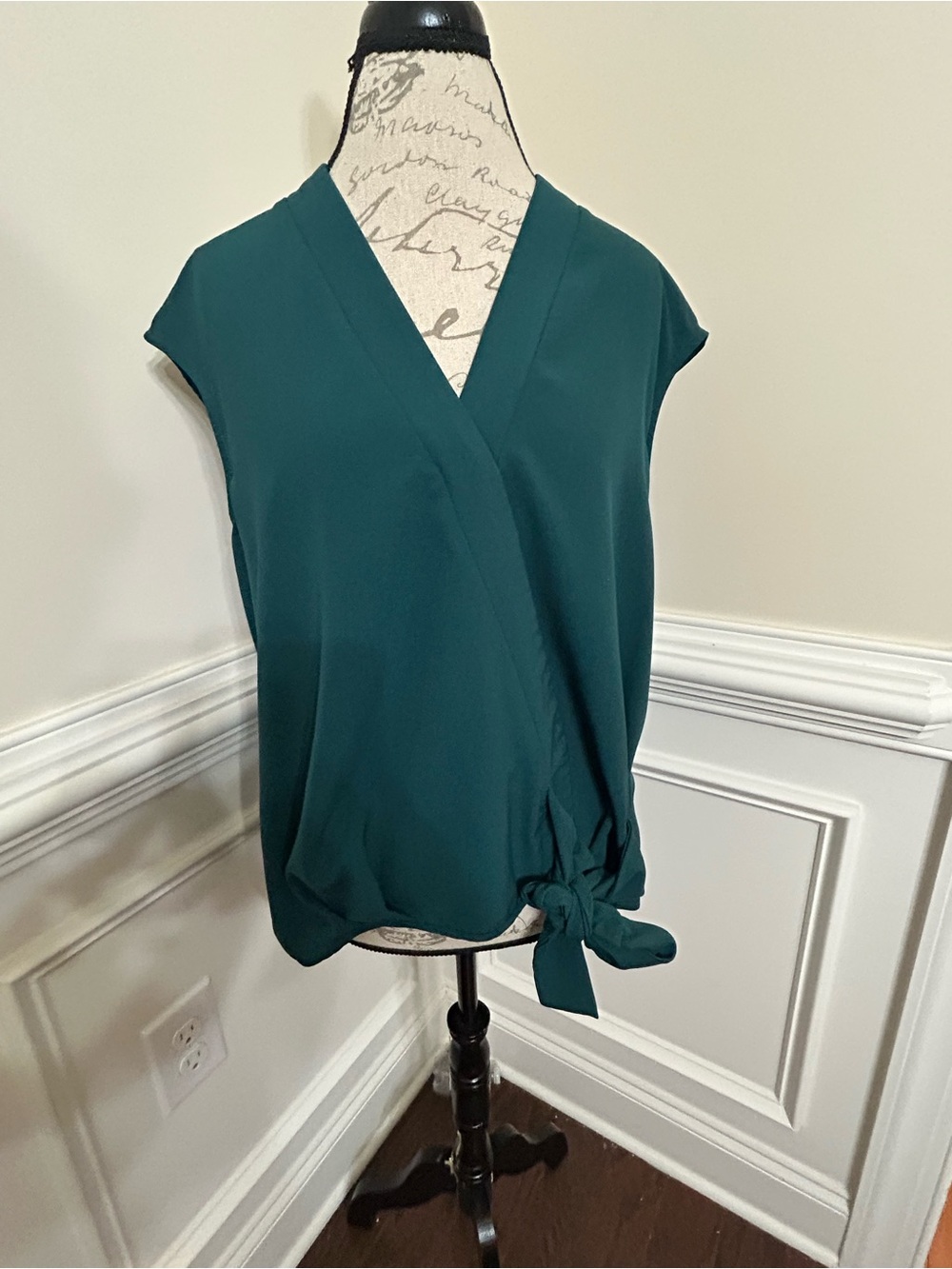 Women’s Dark Teal Wrap Front Tie Blouse